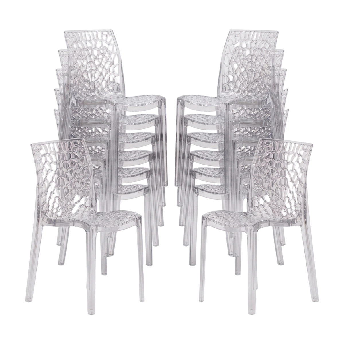 Set of 16 Stackable Chairs in Clear Polycarbonate Grand Soleil Gruvyer — 1