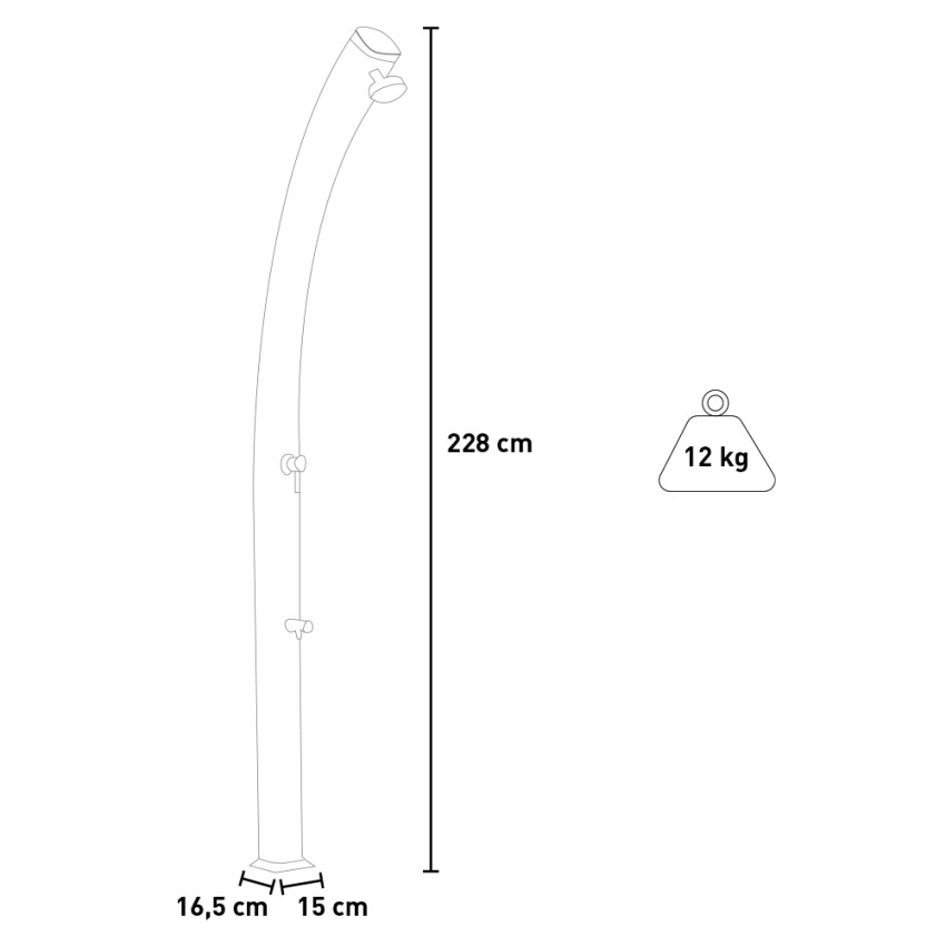 Outdoor solar garden shower 23 litres in aluminium with foot washer Arkema Design Jolly A520 — 10