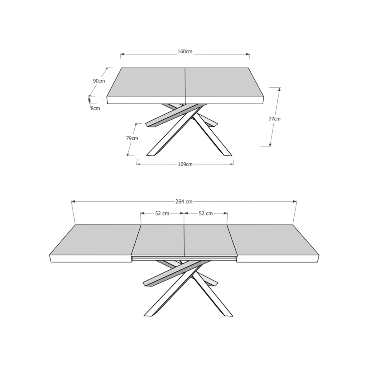 Extendable Dining Table 90x160-264 cm Volantis Itamoby — 4