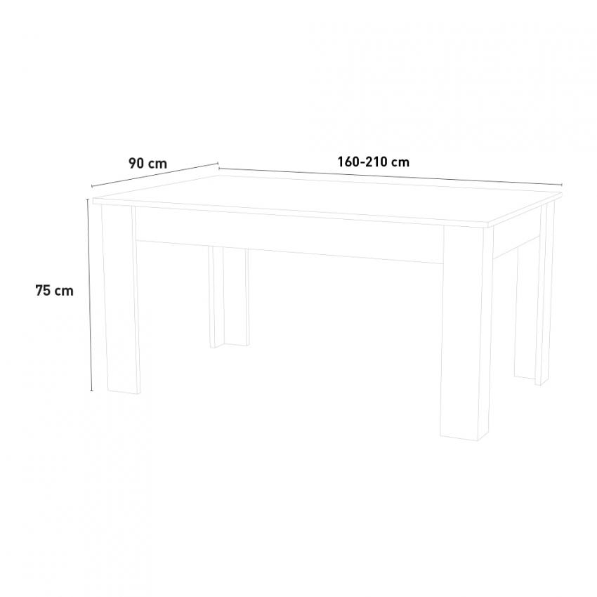 Modern design wooden white extendable 160-210x90cm dining table console Jesi Larch — 5