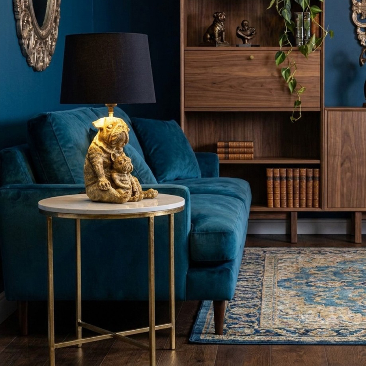 Dog Table Lamp with Decorative Dogs Base and Fabric Shade — 2
