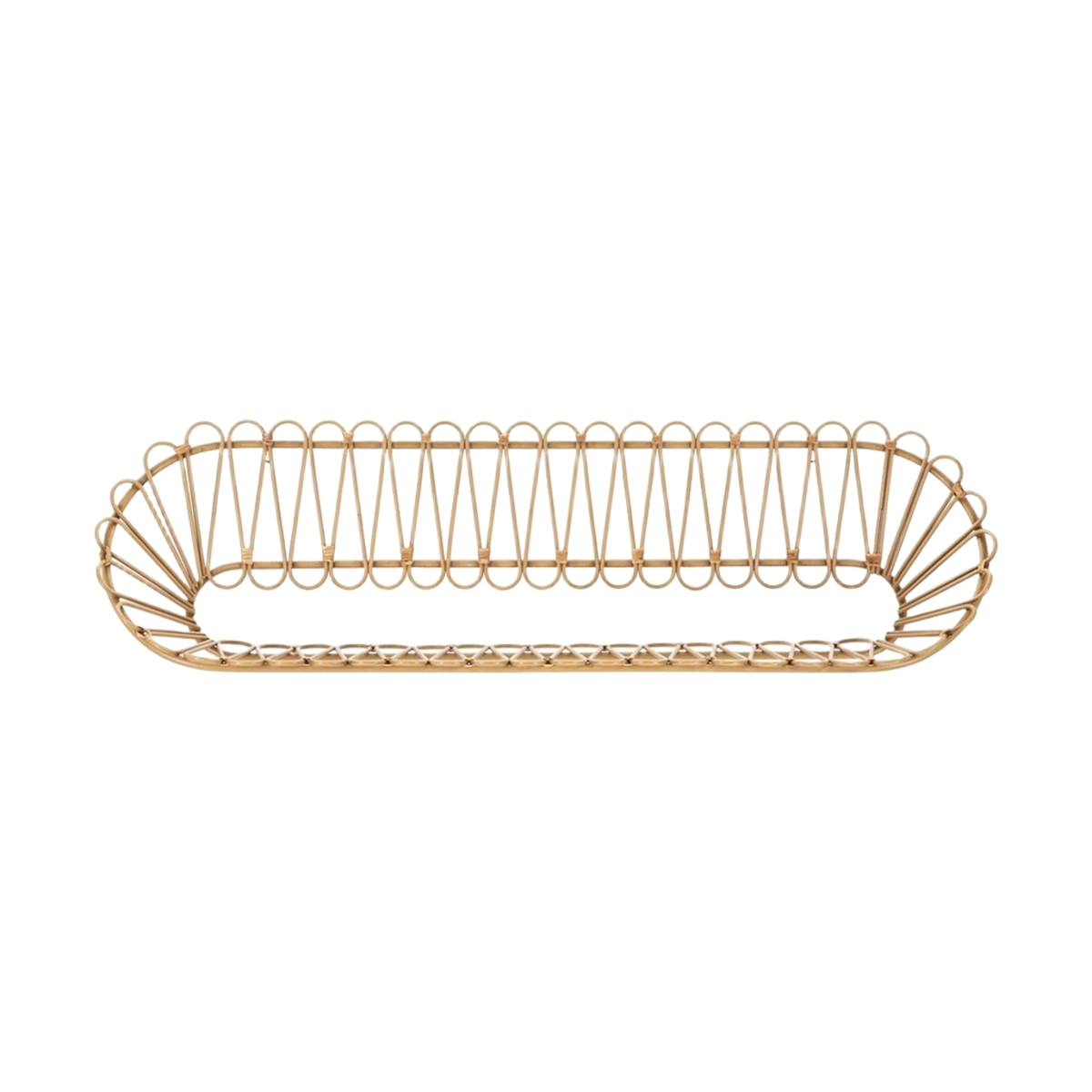 Panama Boho Chic Wall Shelf in Metal and Rattan — 1