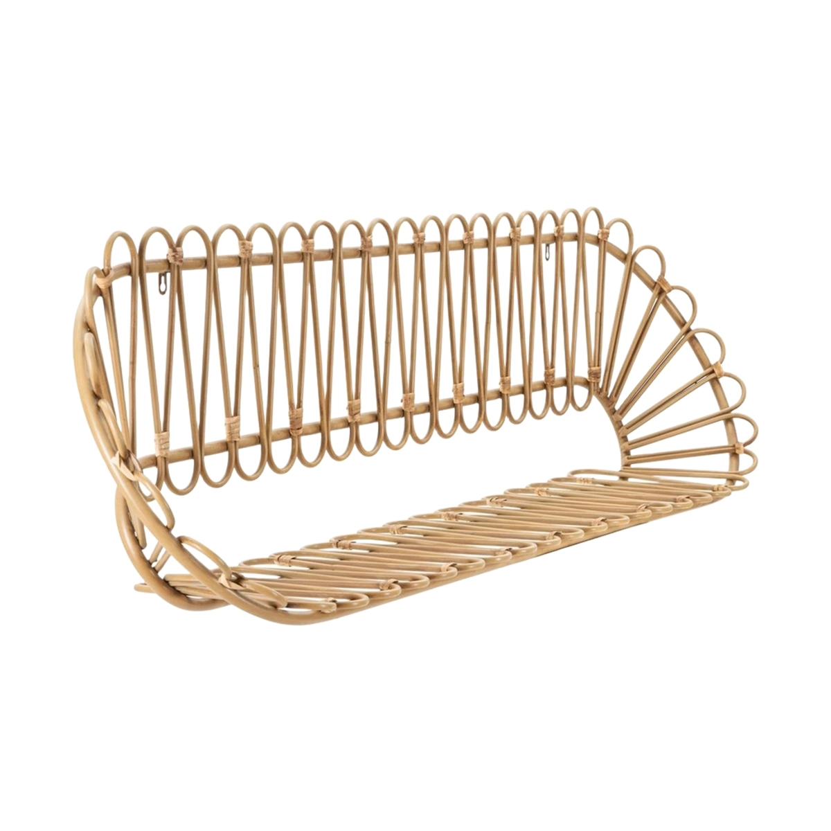 Panama Boho Chic Wall Shelf in Metal and Rattan — 3