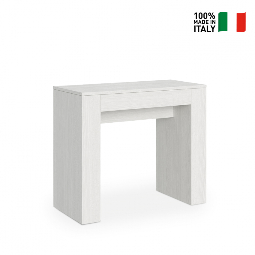 Modem extendable console table 90x42-302cm white ash wood — 2