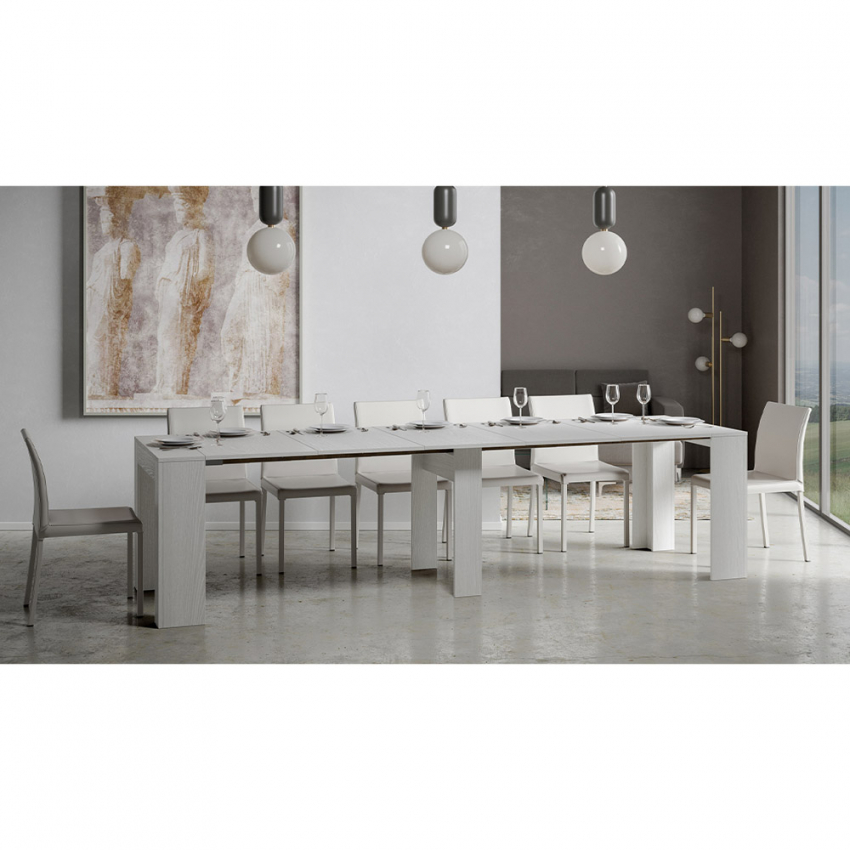 Modem extendable console table 90x42-302cm white ash wood — 5