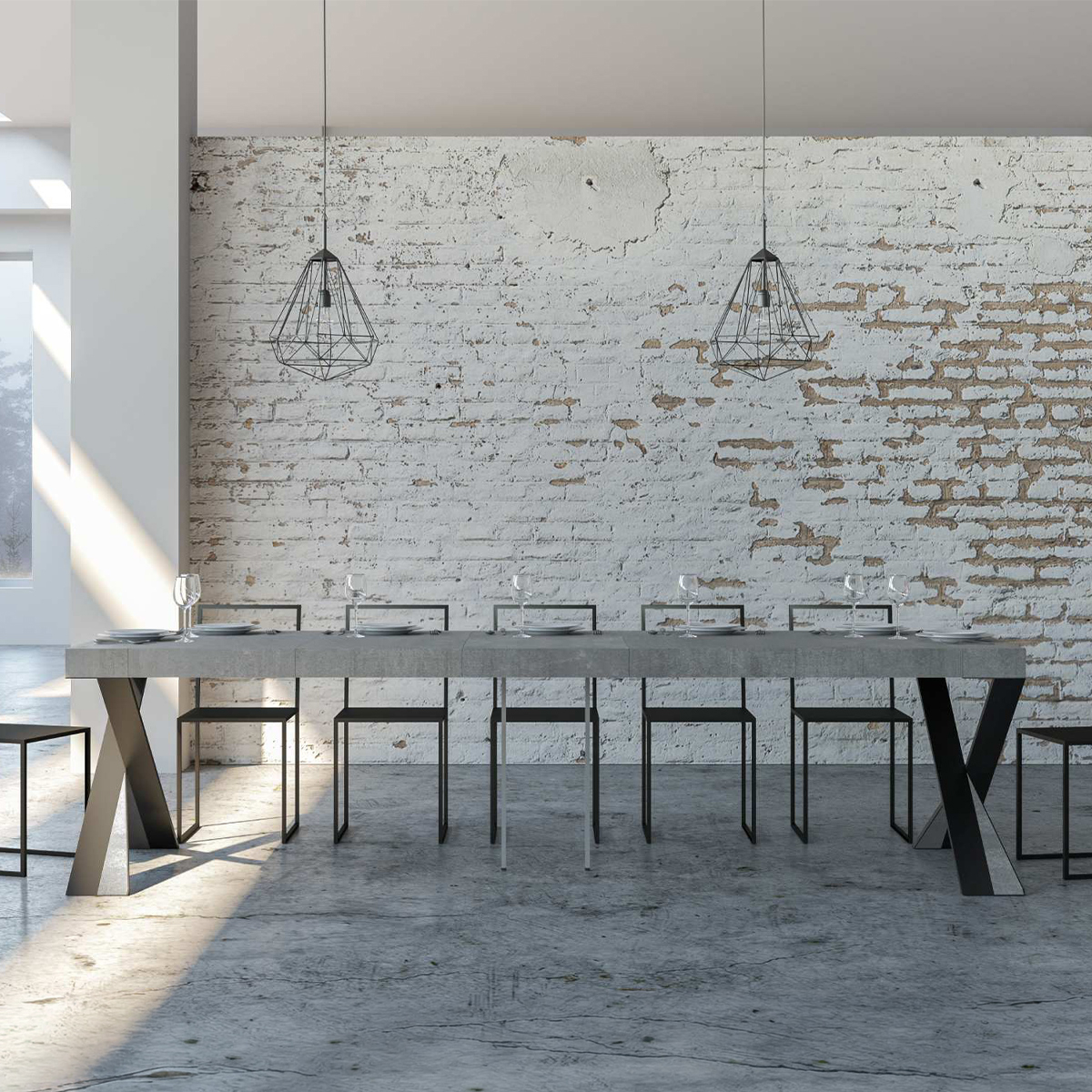 Extending console table Diago Premium Concrete 90x40-300cm Itamoby — 3