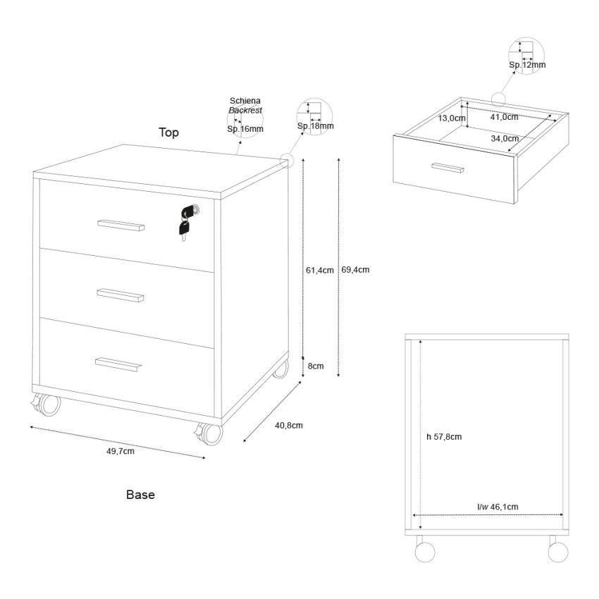 Office Mobile Under Desk Pedestal 3 Drawers Sarmog Cour 733 — 6