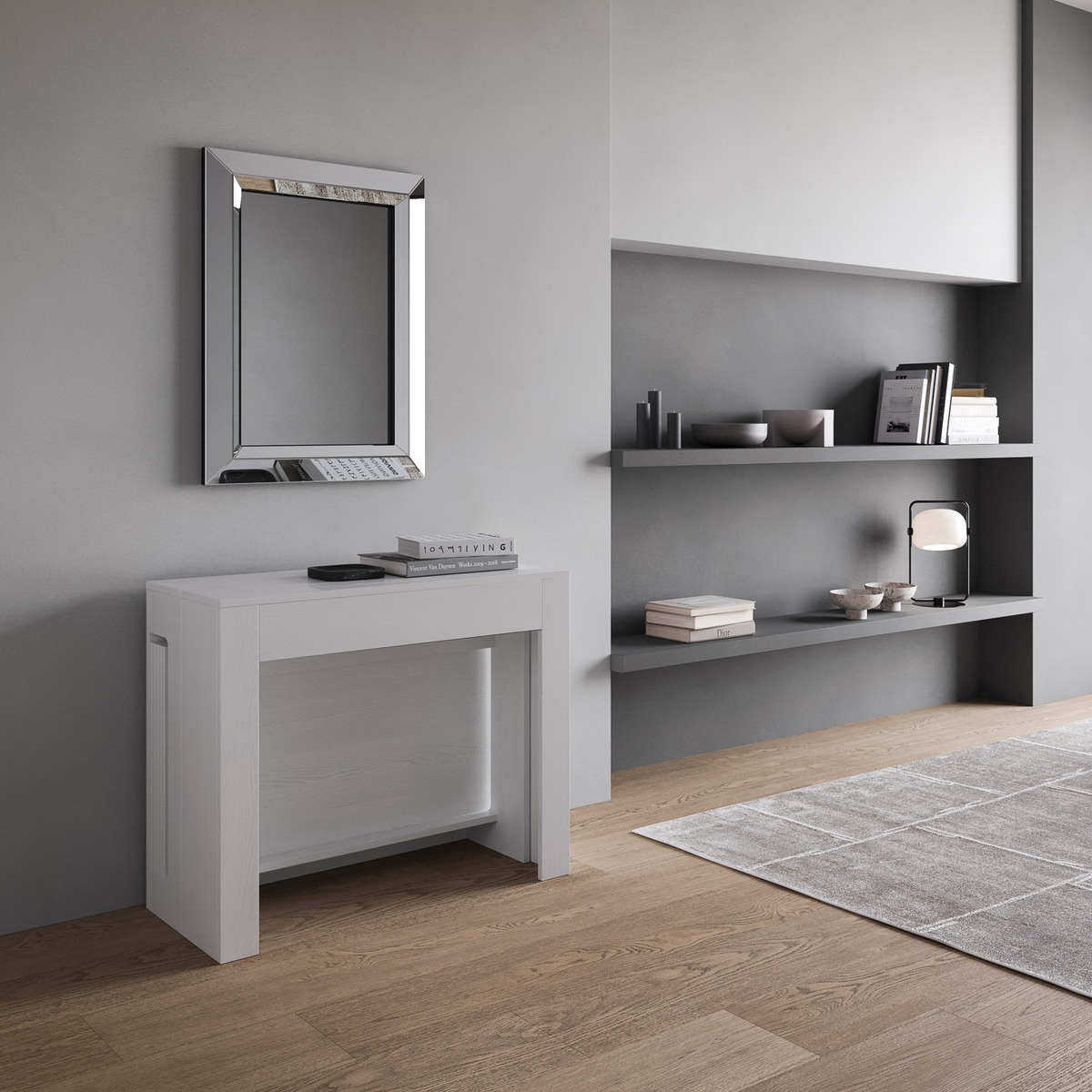 Evolve Modern Extendable Console Table Ash White 90x42-302 cm — 2