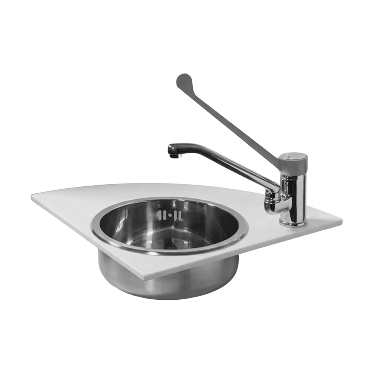 Marvy white modern bar counter with integrated handwash kit — 3