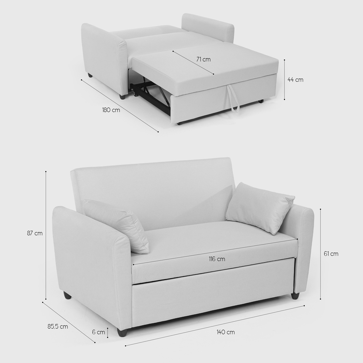 2-Seater Pull-Out Fabric Sofa Bed Modus Sofà Porto Rico — 6