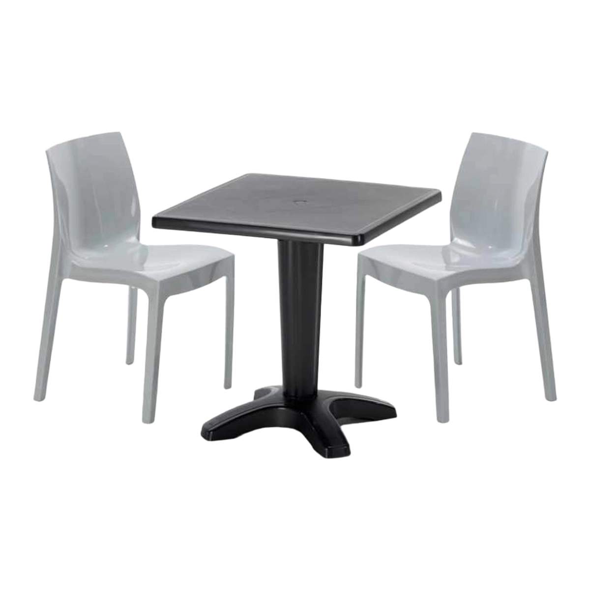 Ice Aia 70x70 cm Black Tavolino Quadrato with 2 Grand Soleil Chairs — 1