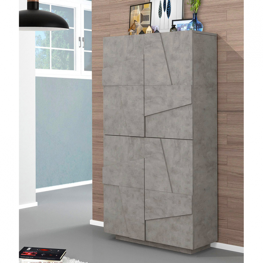 White shoe cabinet wardrobe with 4 doors 8 compartments Ping Dress Concrete — 3