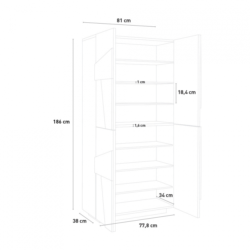 White shoe cabinet wardrobe with 4 doors 8 compartments Ping Dress Concrete — 6