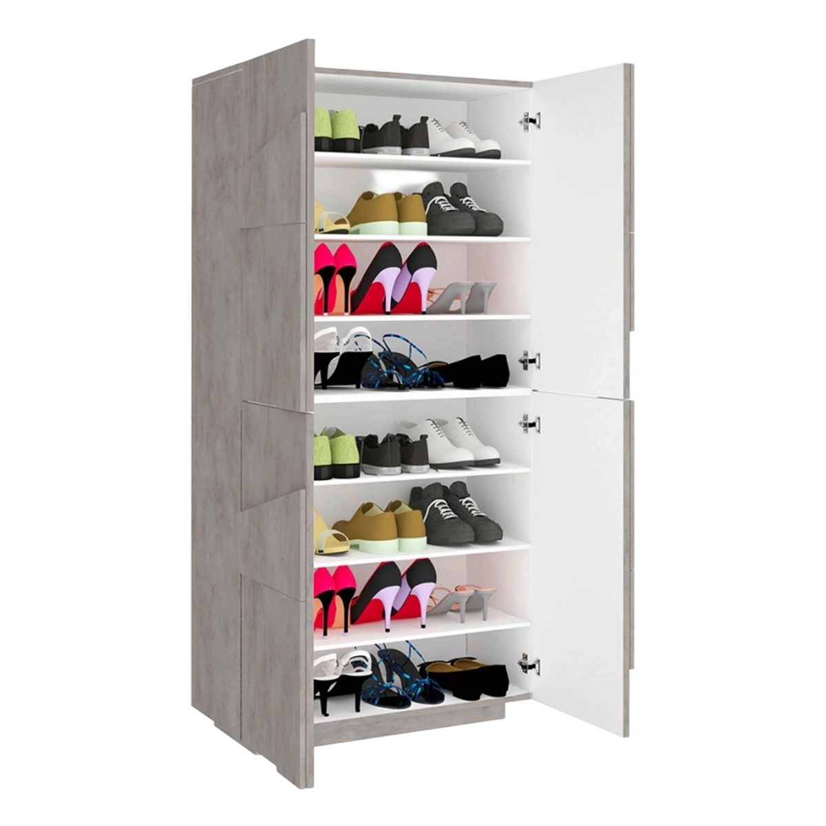 White shoe cabinet wardrobe with 4 doors 8 compartments Ping Dress Concrete — 5