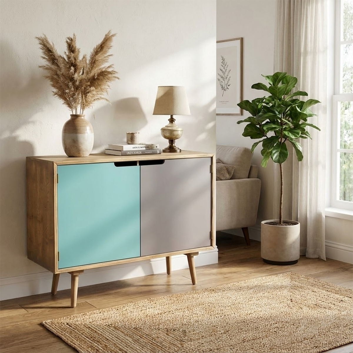 Modern 2-Door Sideboard in MDF and Pine Wood Niagara — 4