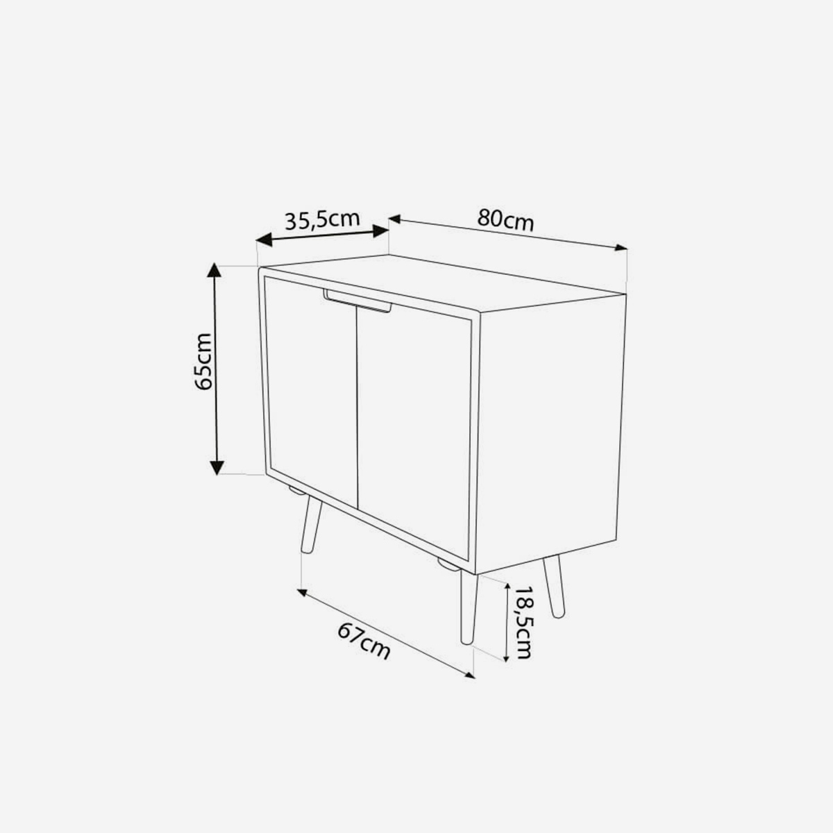 Modern 2-Door Sideboard in MDF and Pine Wood Niagara — 6