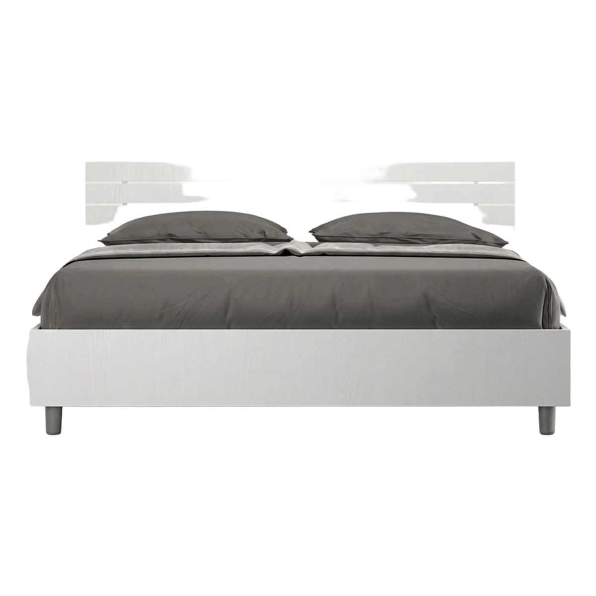 Double bed 160x190 Ankel ash white with slatted base — 1