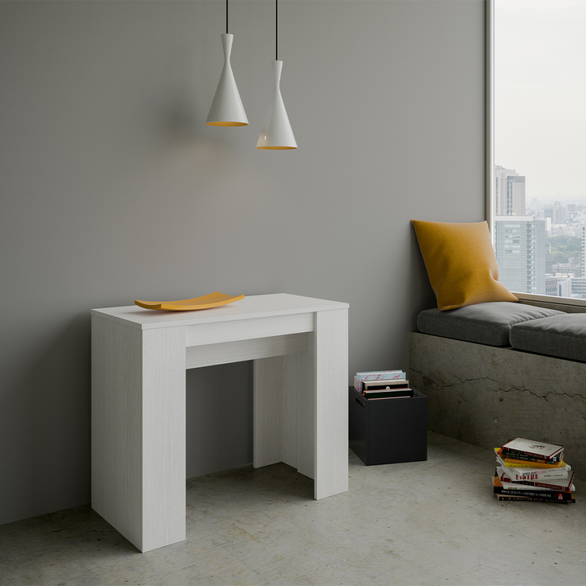 Extendable console table Basic Small 90x48-204cm Legno ash white — 3