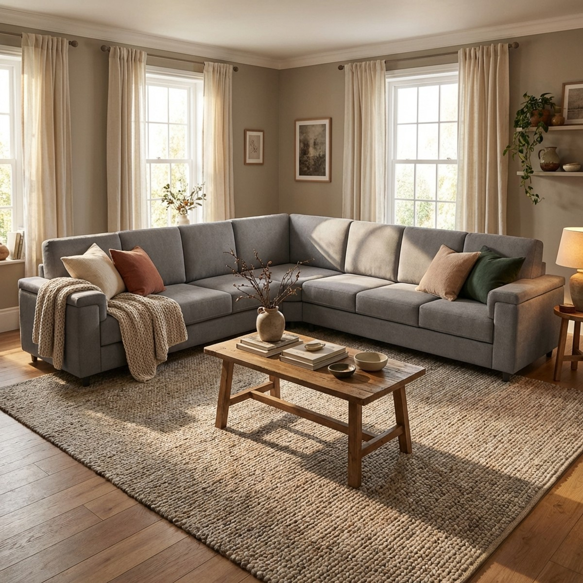Large 7-Seater Corner Fabric Sofa 286x286 cm Marrak 18AG — 2