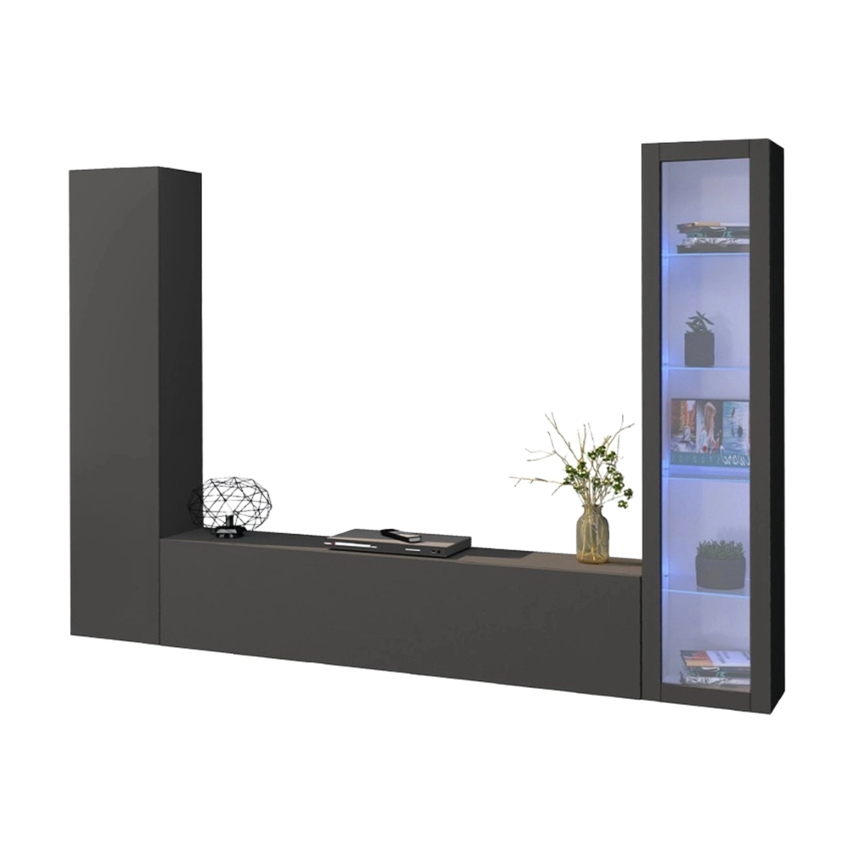 Wall-mounted living room TV unit with display cabinet Peris RT — 7
