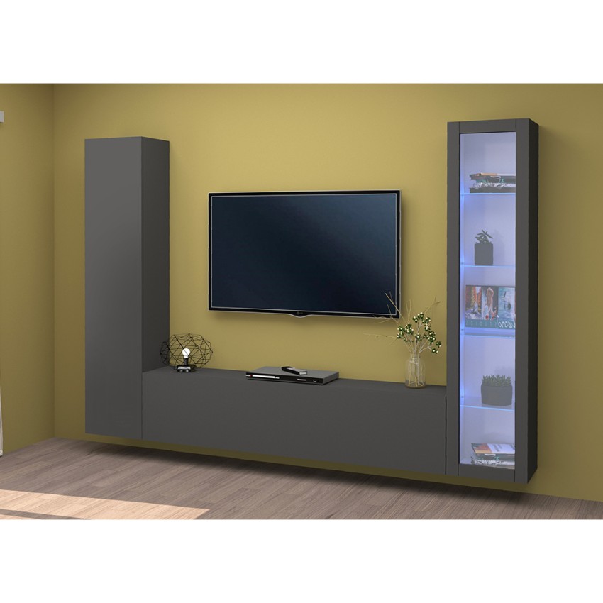 Wall-mounted living room TV unit with display cabinet Peris RT — 3