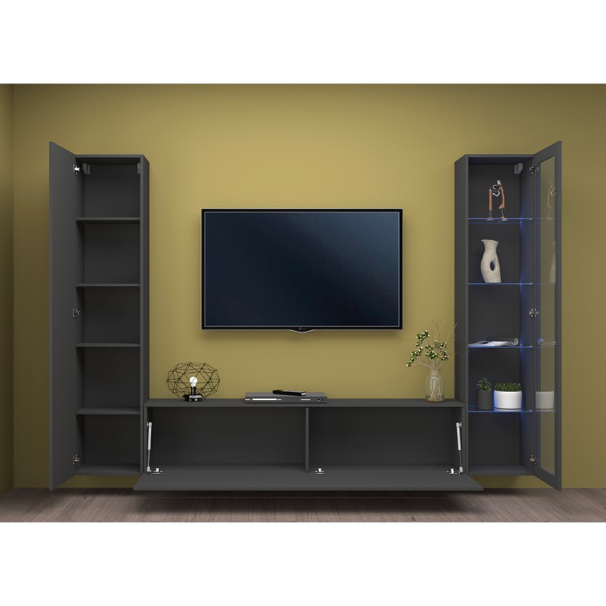 Wall-mounted living room TV unit with display cabinet Peris RT — 4