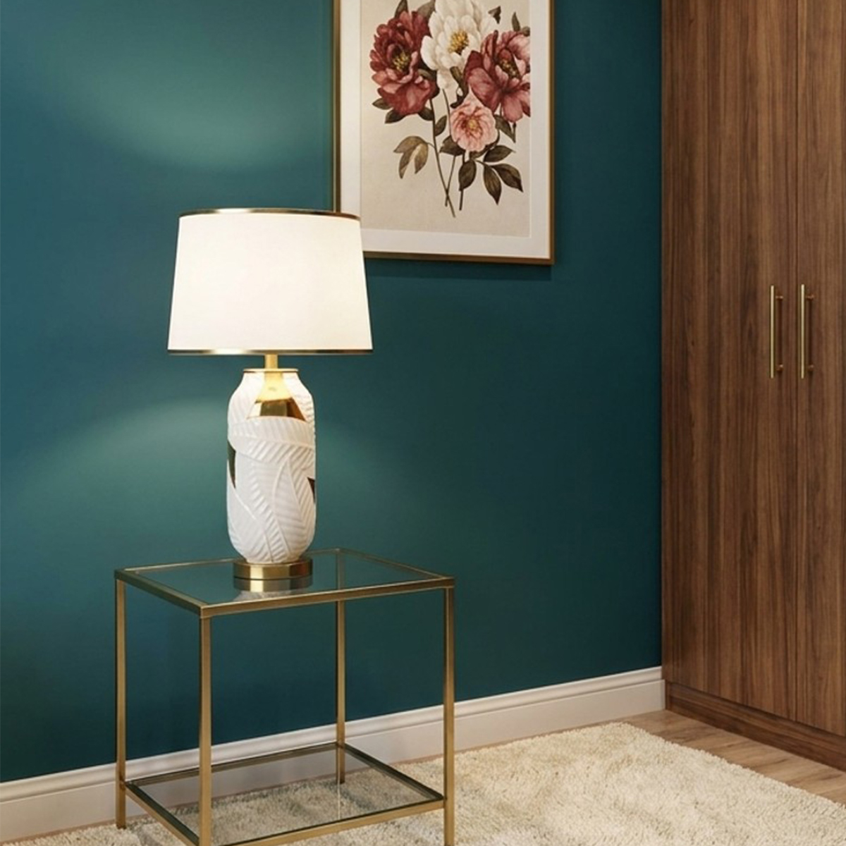 Ceramic Table Lamp in Ceramic with Fabric Lampshade — 2