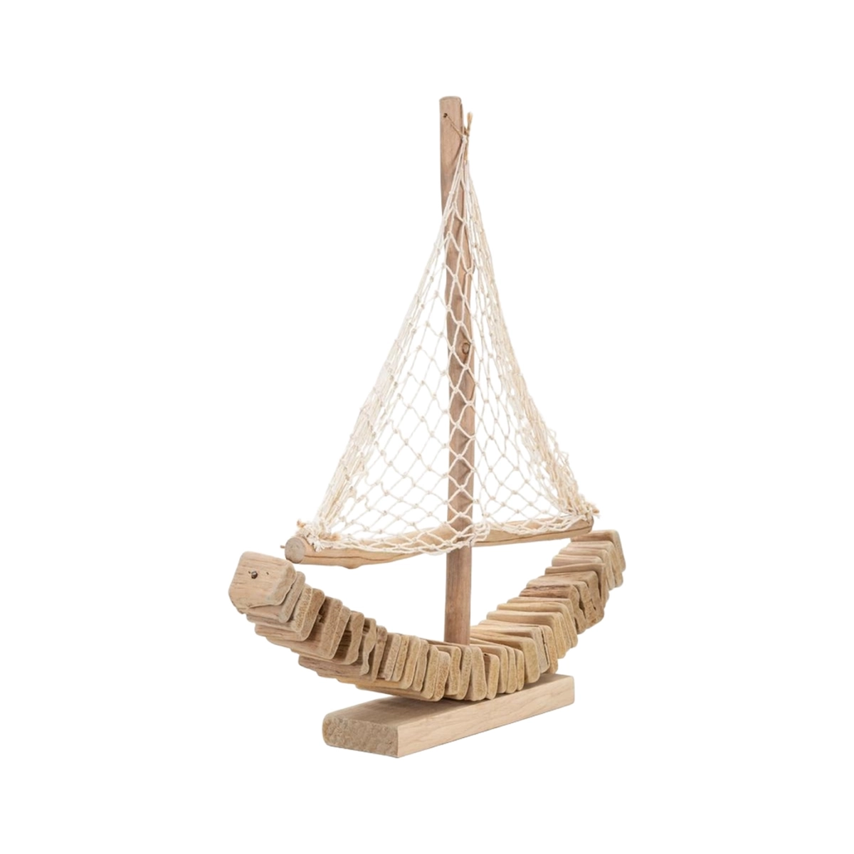 Wooden Sailboat Sculpture with Fabric Net 45x45 cm Enok Mauro Ferretti — 4