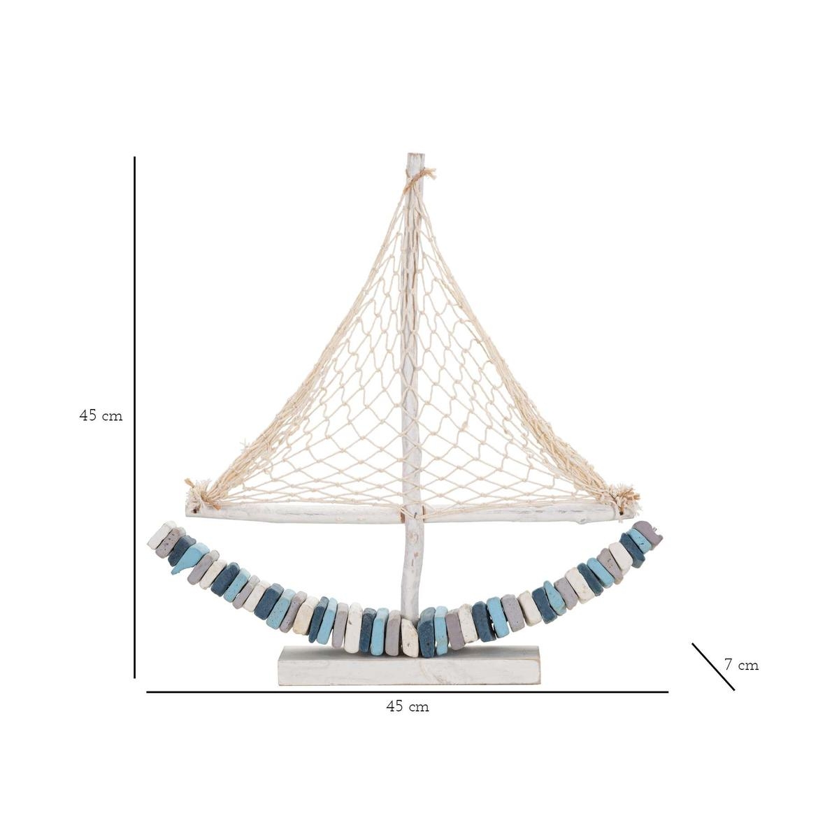 Wooden Sailboat Sculpture with Fabric Net 45x45 cm Enok Mauro Ferretti — 7