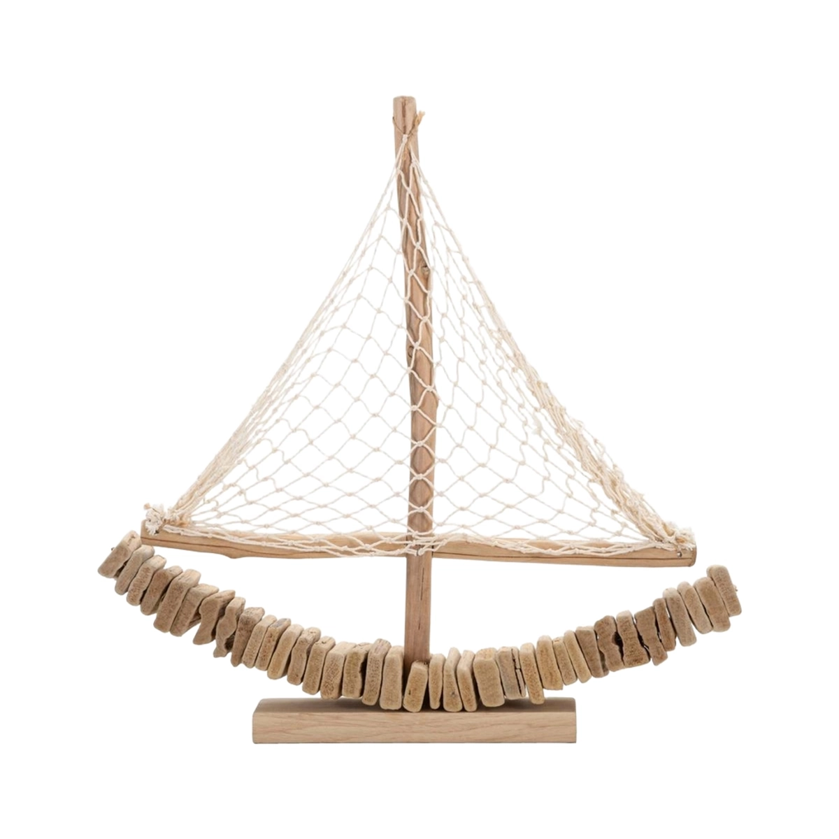 Wooden Sailboat Sculpture with Fabric Net 45x45 cm Enok Mauro Ferretti — 3