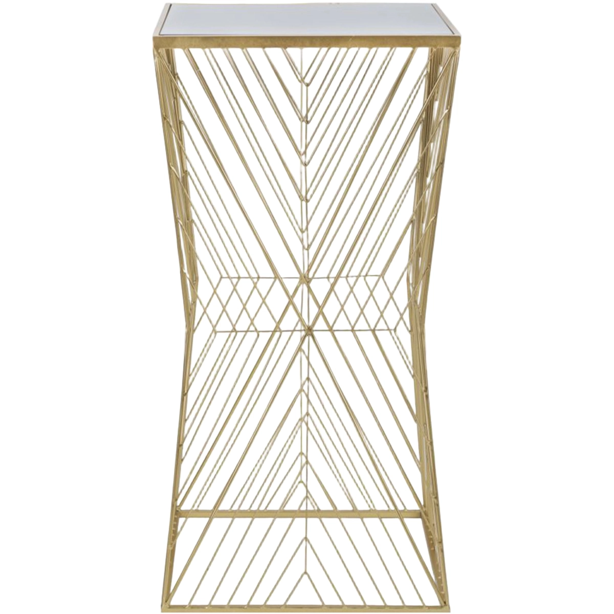 Lines 100 Square Tall Side Table in Metal and Mirror — 6