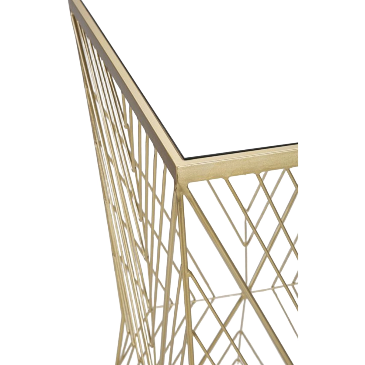 Lines 100 Square Tall Side Table in Metal and Mirror — 4