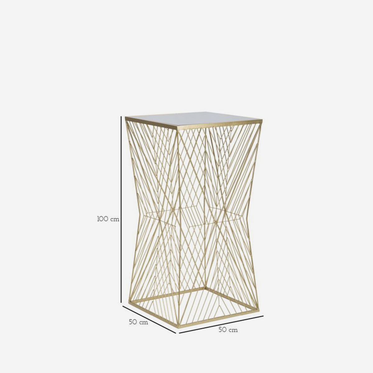 Lines 100 Square Tall Side Table in Metal and Mirror — 3