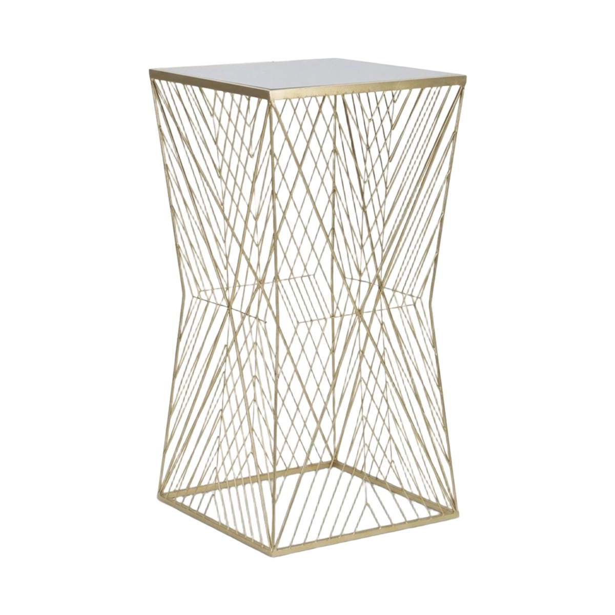 Lines 100 Square Tall Side Table in Metal and Mirror — 1
