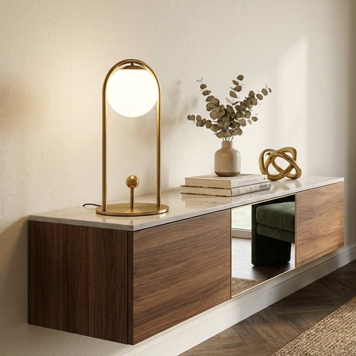 Glamy Arc A Metal and Vetro Table Lamp — 2