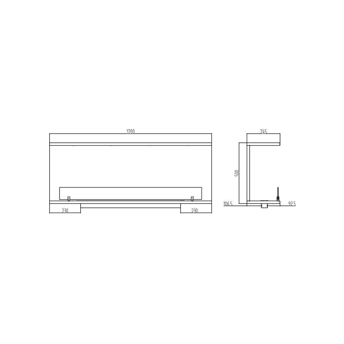 3-Sided Built-in Bioethanol Fireplace Divina Fire Trevi 120 Steel 120x50 — 8