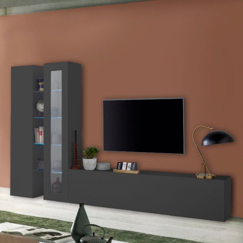 Modern Living Room TV Unit Set with Display Cabinet Elco RT — 2