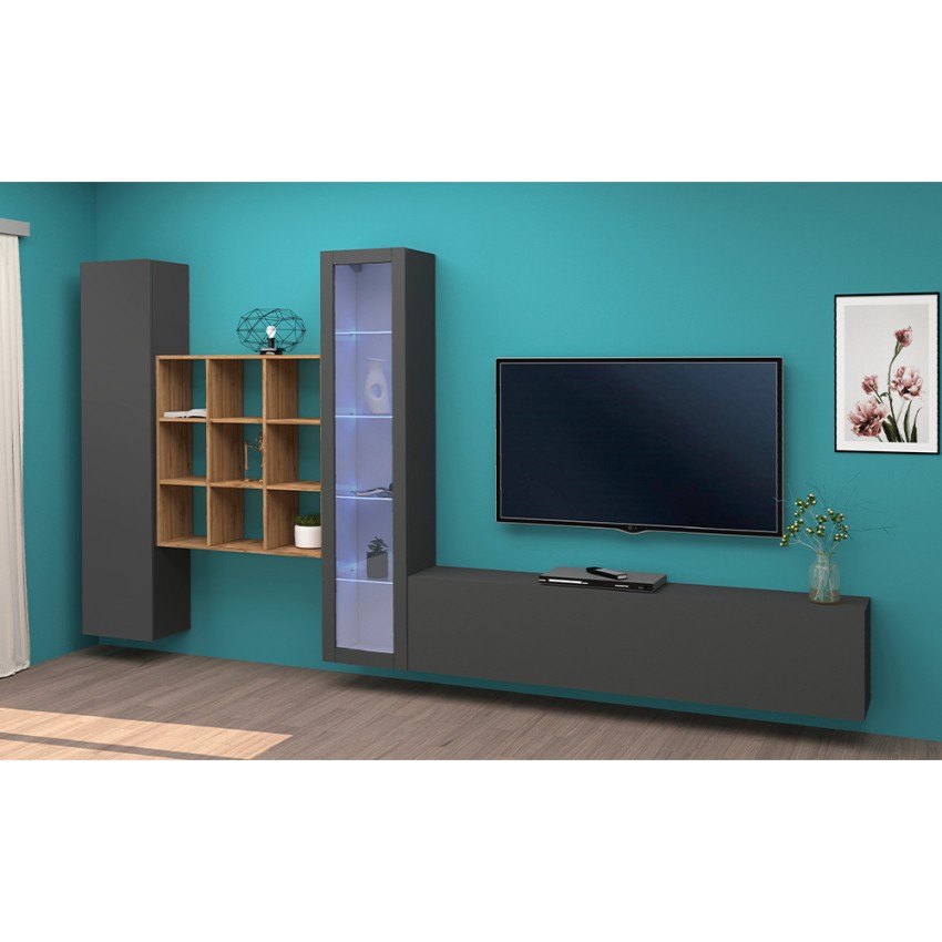 Ranil RT Modern Wall Unit with TV Stand Cabinet and Bookshelf — 5