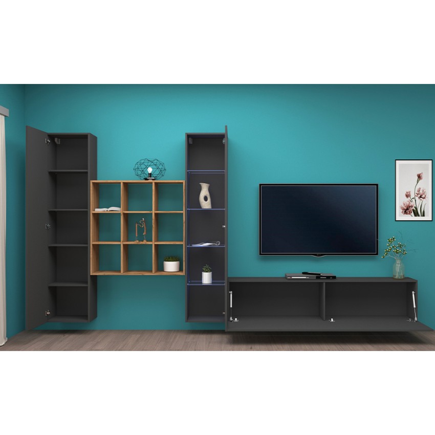 Ranil RT Modern Wall Unit with TV Stand Cabinet and Bookshelf — 3