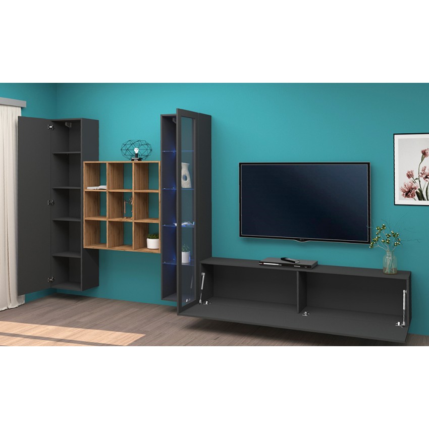 Ranil RT Modern Wall Unit with TV Stand Cabinet and Bookshelf — 4