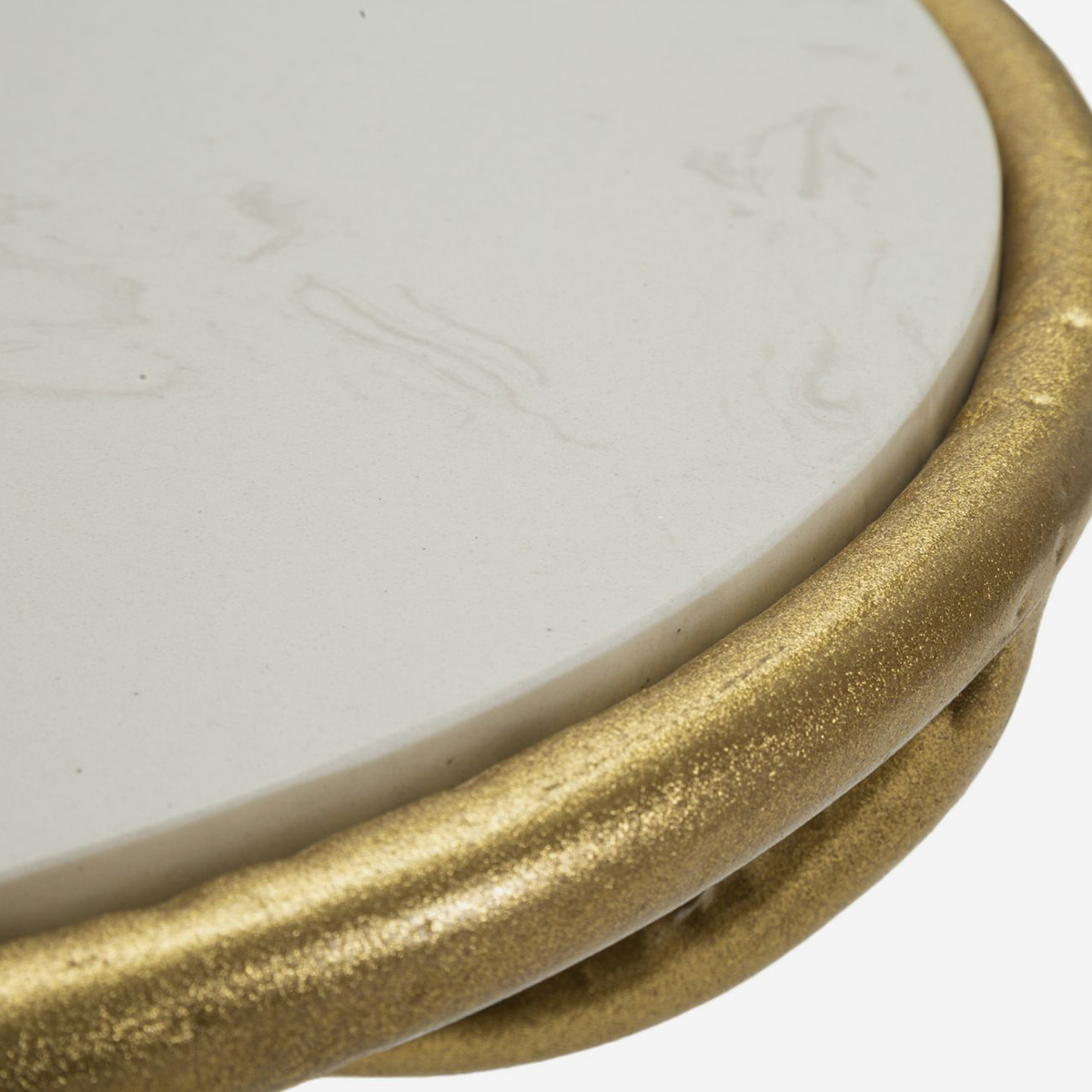 Birds Round Iron Side Table with Marble Effect Top — 3
