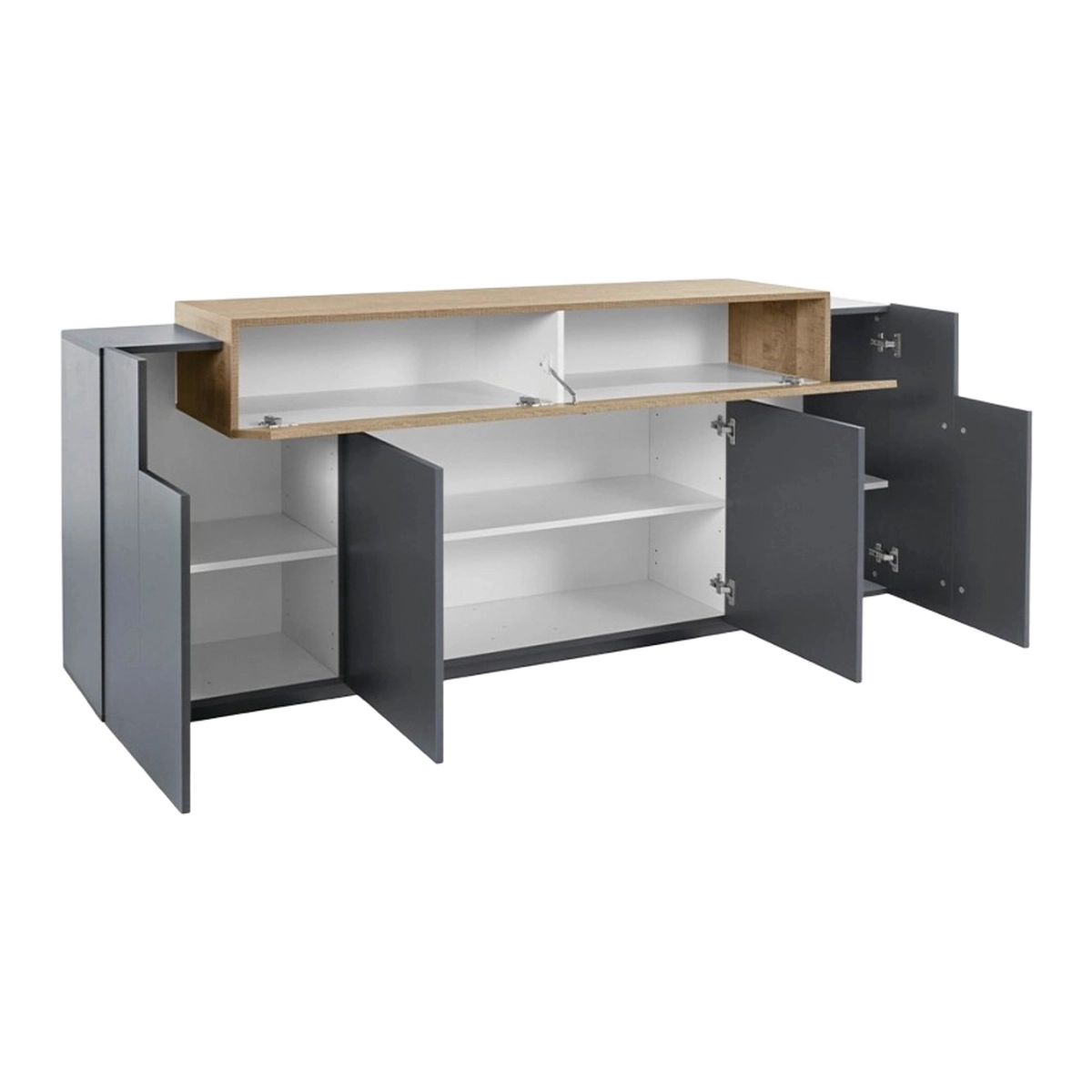 Modern Living Room Sideboard Black & Wood 200cm 4 Doors Corona Side — 6
