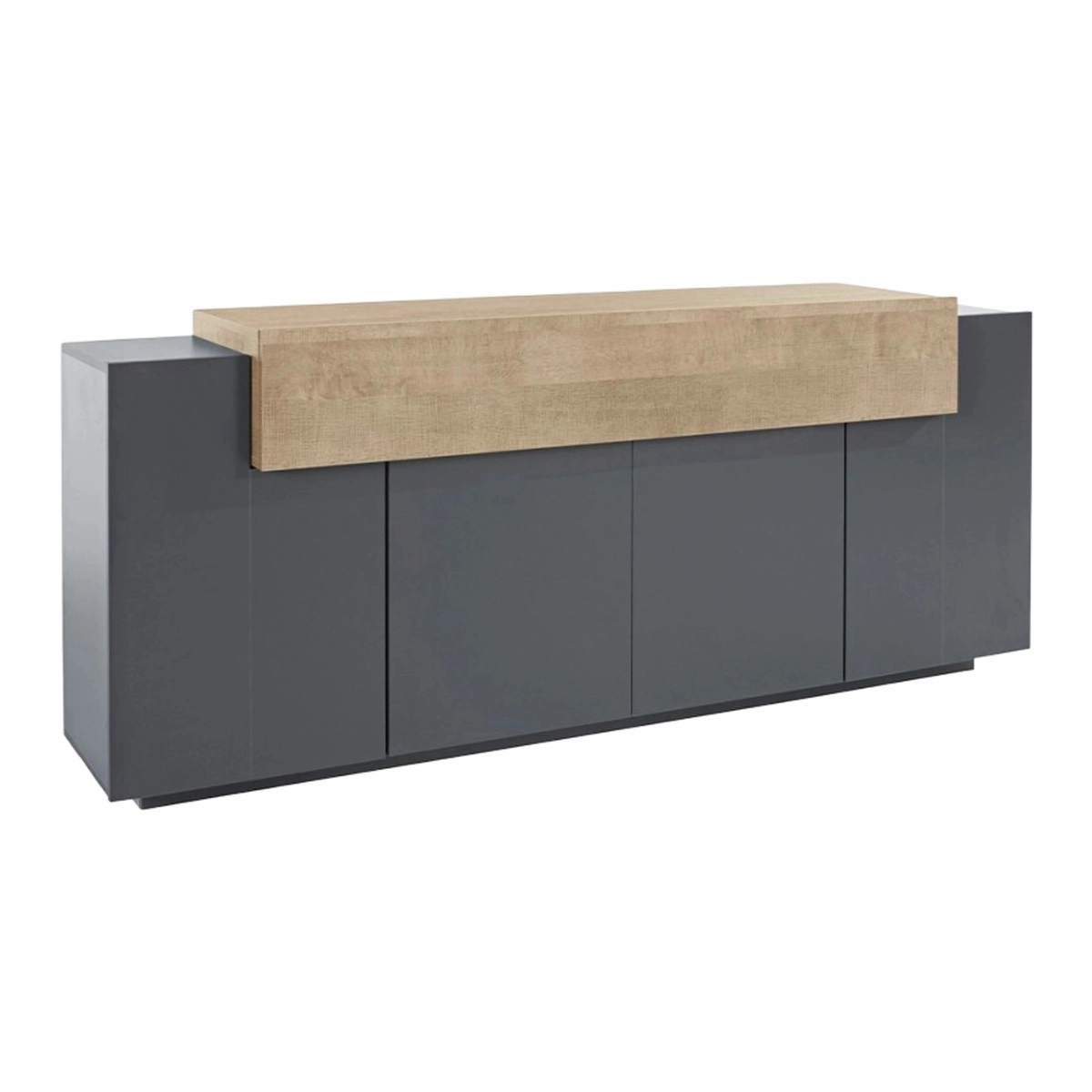 Modern Living Room Sideboard Black & Wood 200cm 4 Doors Corona Side — 5