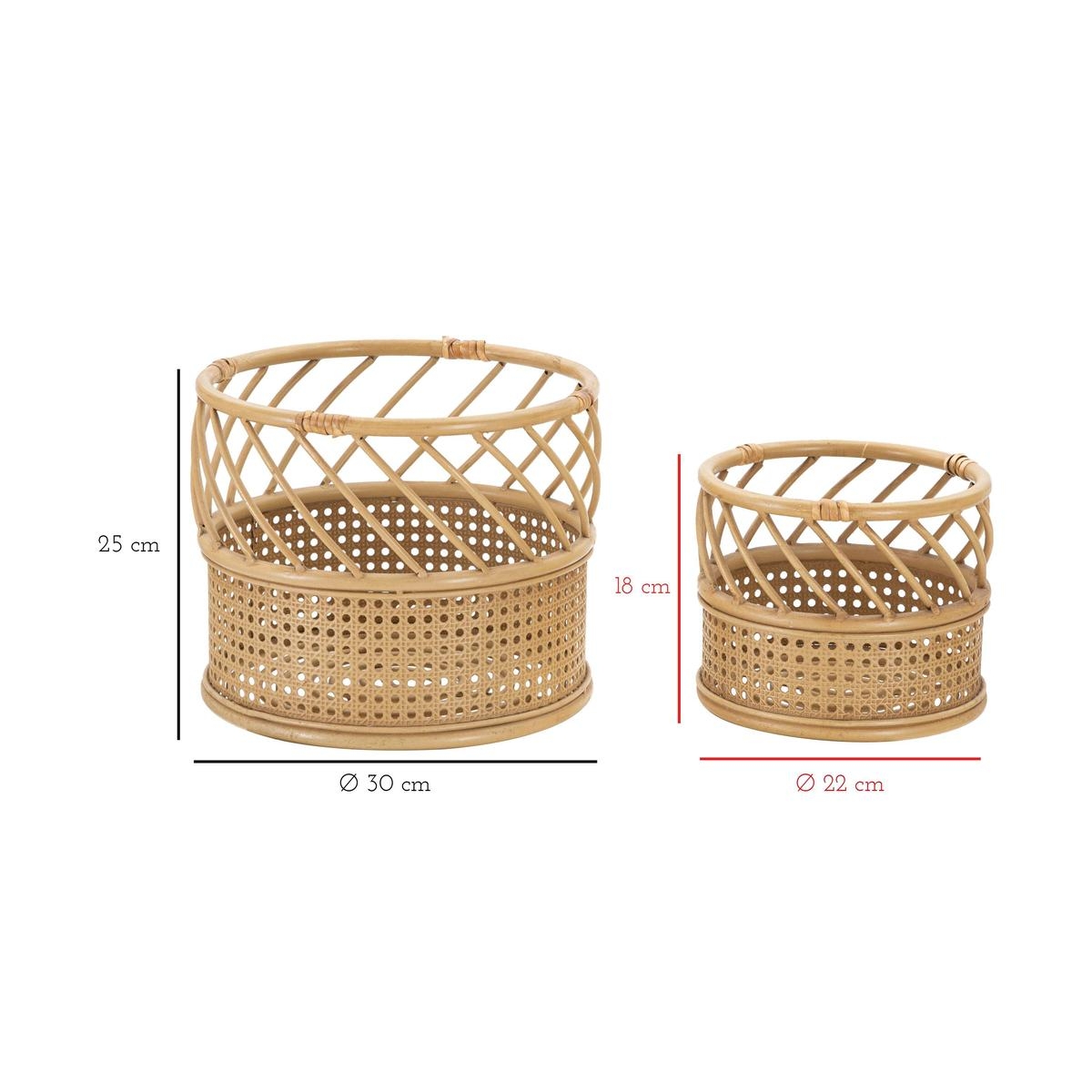 Set of 2 Round Planters in Metal and Polyrattan Panama Mauro Ferretti — 7