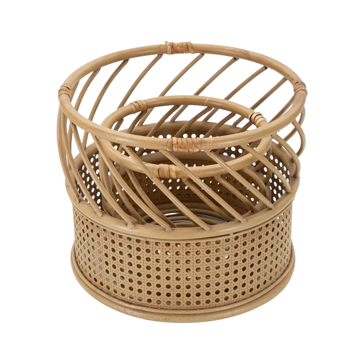 Set of 2 Round Planters in Metal and Polyrattan Panama Mauro Ferretti — 4
