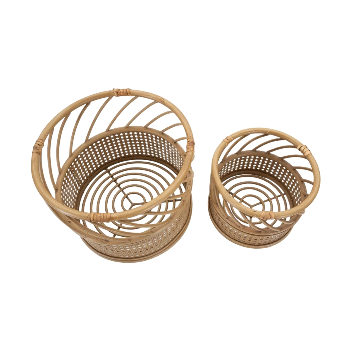 Set of 2 Round Planters in Metal and Polyrattan Panama Mauro Ferretti — 3