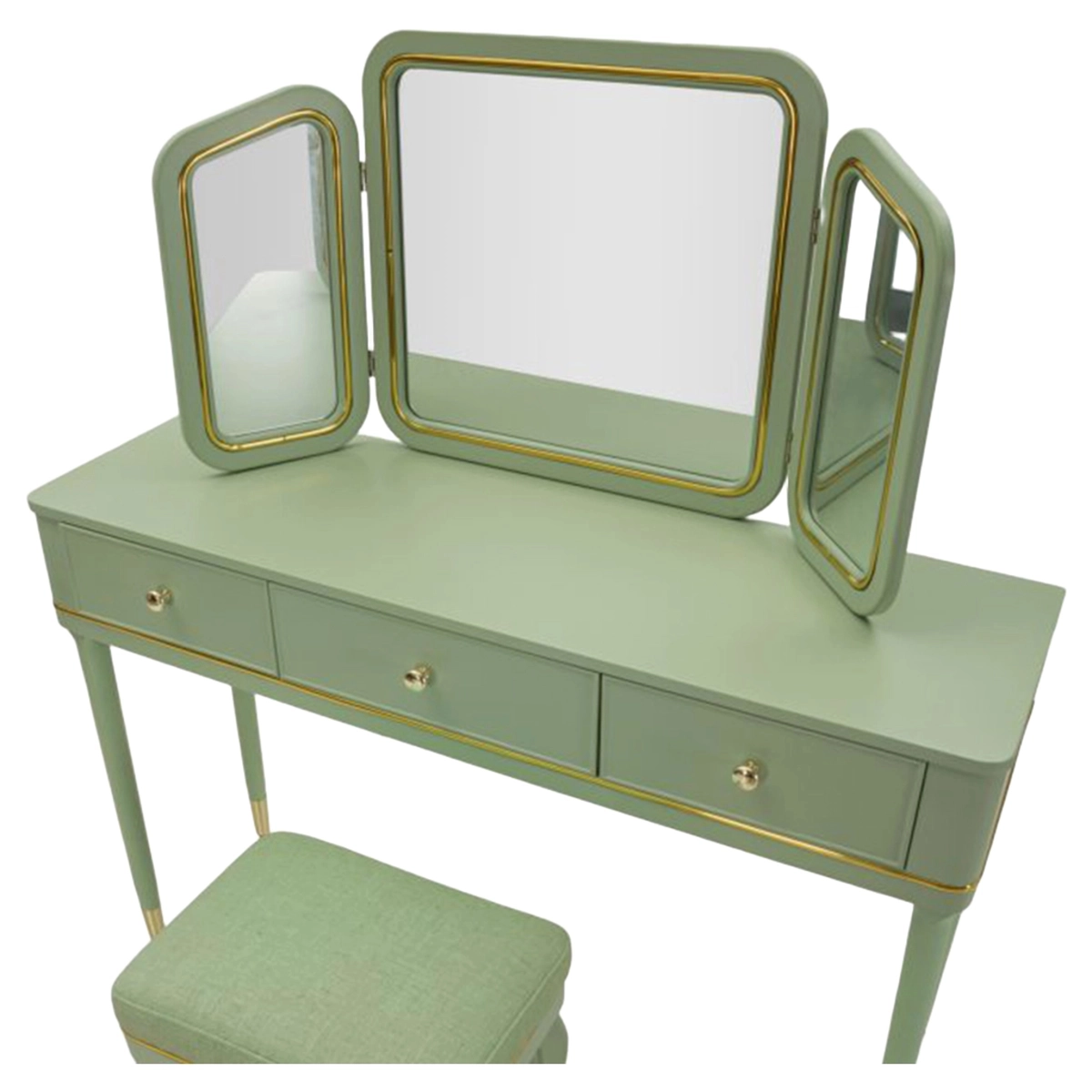 Dressing Table with 3 Foldable Mirrors & Stool Camille — 3