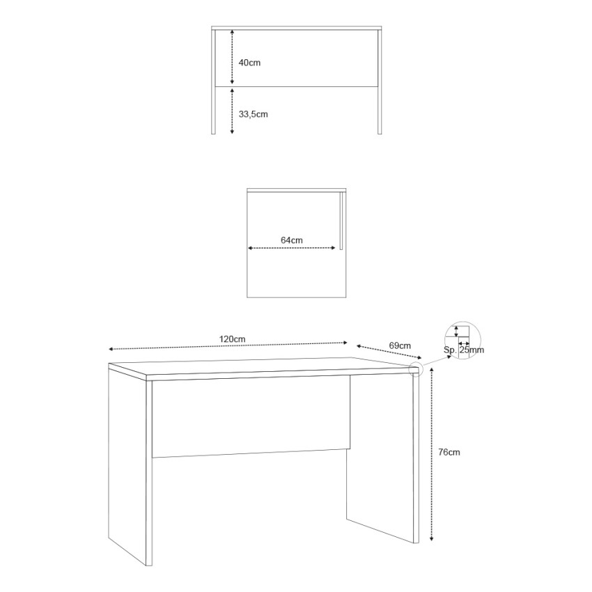 Modern Desk Scrivania Simply 120 by Sarmog Db628k — 5