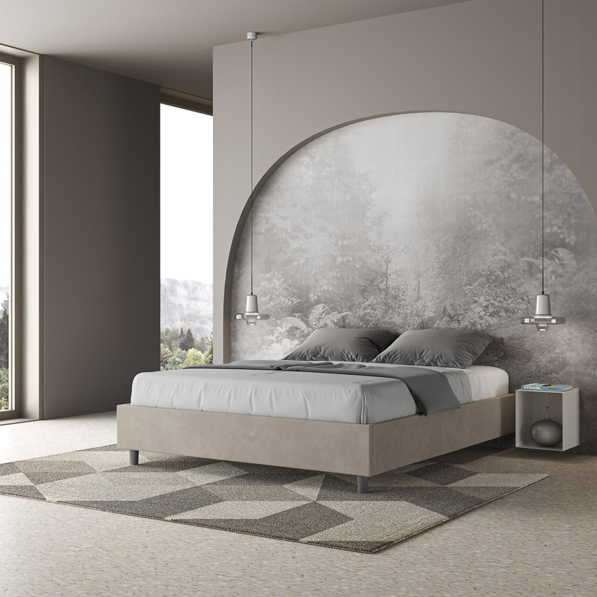 Azelia 160x190 double storage bed upholstered in sand fabric — 2