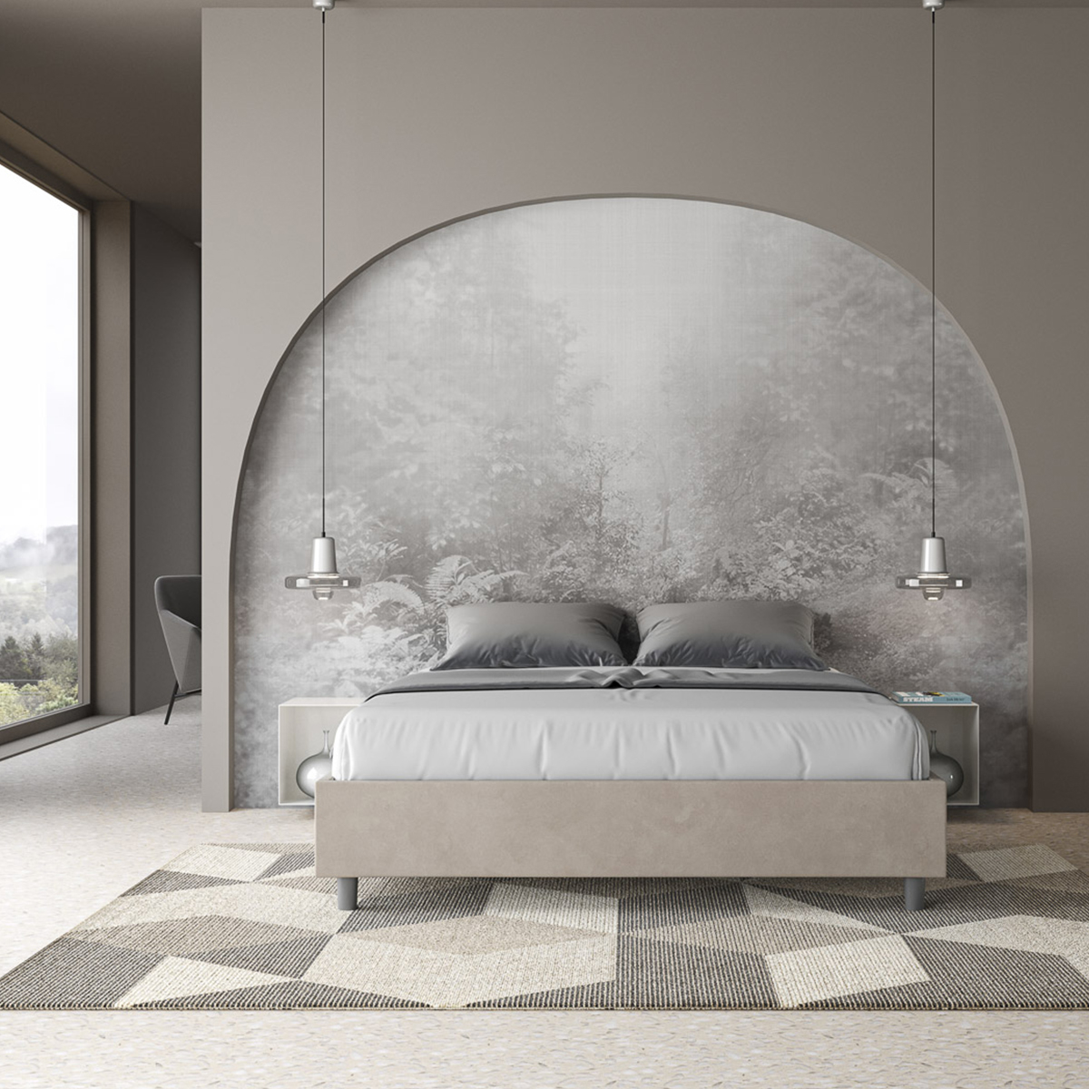 Azelia 160x190 double storage bed upholstered in sand fabric — 3